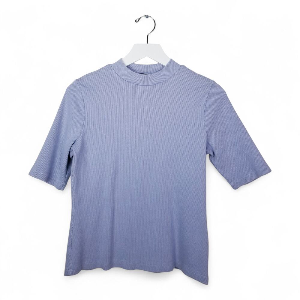 Maeve Lavender Short-Sleeve Mock Neck Top